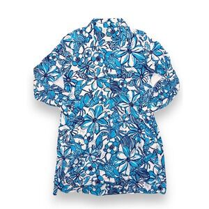 Z2 LILLY PULITZER  Blue Pop Up Coronado Crab Lillith Tunic Dress Small Women's